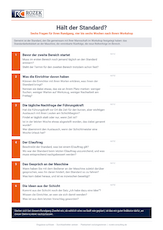Checkliste mit sechs Fragen, ob ein Standard nach dem Workshop in der Fertigung noch getragen wird.